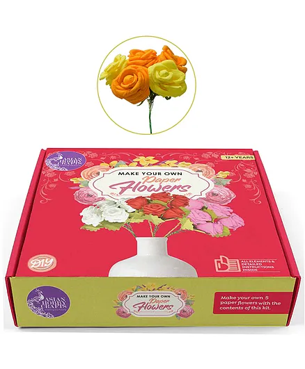 Asian Hobby Crafts Diy Paper Flower Making Kit Roses Orange Yellow India Art Creativity Toys For 12 15 Years At Firstcry Com 9811618 - Paper Flower Diy Kit