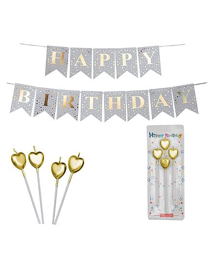 Pikaboo Happy Birthday Decorations Golden Pack of 2 - Length 155 cm