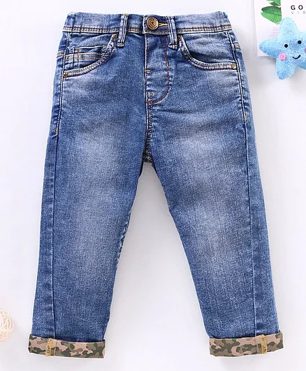 Babyhug Full Length Solid Jeans - Blue