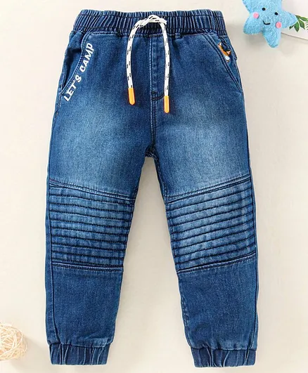 Babyhug Full Length Denim Jogger Jeans - Dark Blue
