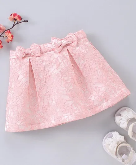 Babyoye Mid Thigh Skirt Bow Applique - Peach