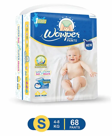 Wowper Fresh Pant Style Diapers Small Size - 68 Pieces
