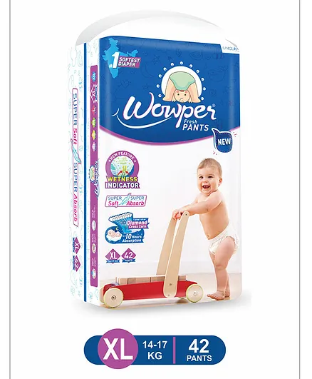 Wowper Fresh Pant Style Diapers Extra Large Size - 42 Pieces