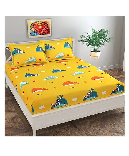 Florida Cotton Standard Double Size Bedsheet - Yellow