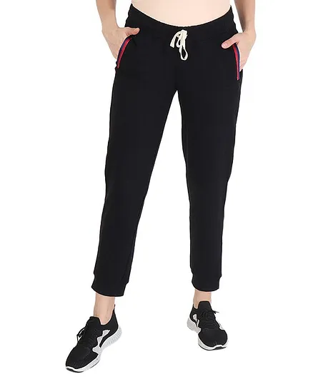 Momsoon Full Length Solid Colour Maternity Joggers - Black