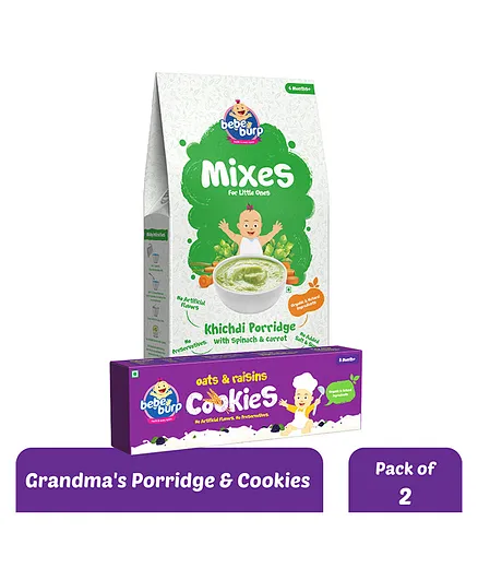 Bebe Burp Organic Baby Food Instant Khichdi Mix & Cookies Combo Pack of 2 - 150 gm & 200 gm