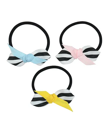 Funkrafts Pack Of 3 Striped Bow Rubber Bands - Multi Colour