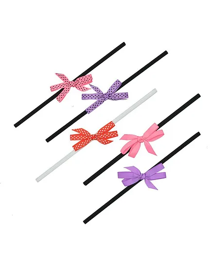 Funkrafts Pack Of 5 Bow Headbands - Pink Purple Red