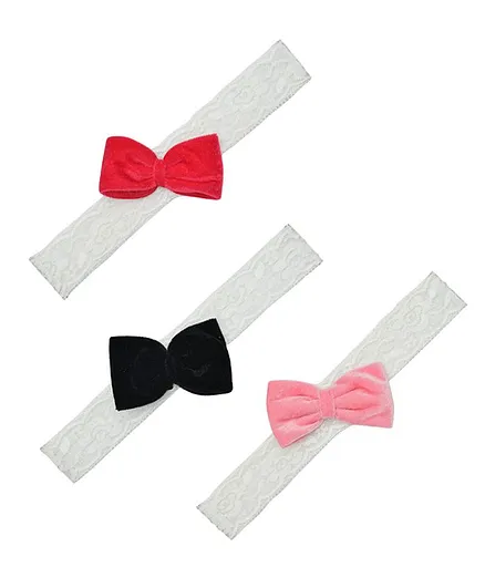 Funkrafts Pack Of 3 Bow Design Headbands - Red Black Pink
