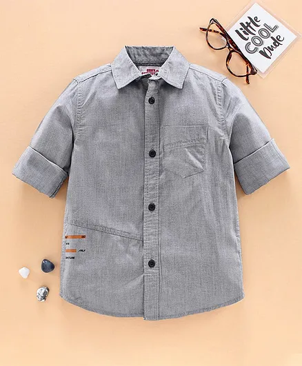 Under Fourteen Only Full Sleeves Solid Colour Shirt - Grey
