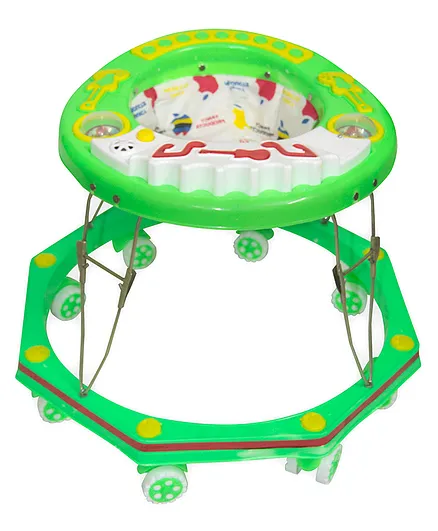 Baby Pa 8 Bend Activity Walker With Musical Toy Bar- Green