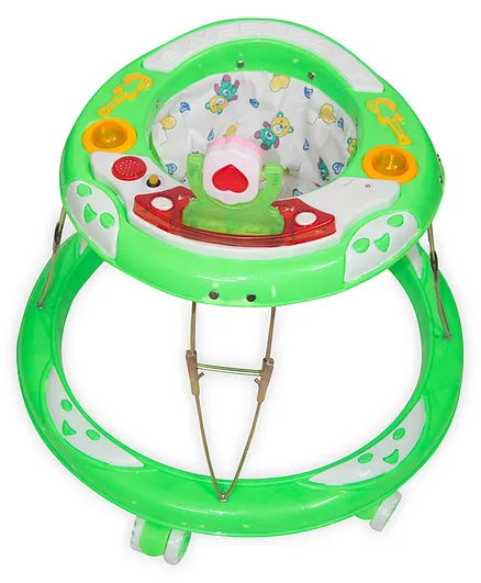 Baby Pa  Guitar Round Activity Walker With Musical Toy Bar- Green