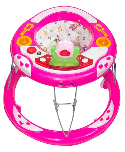 Baby Pa  Guitar Round Activity Walker With Musical Toy Bar- Pink