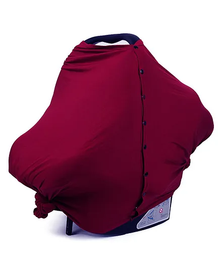 MOMISY Multipurpose Nursing Poncho Style Cover Scarf With Buttons - Maroon