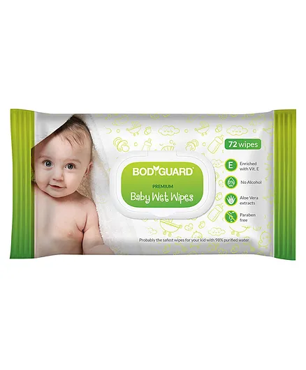 BodyGuard Premium Baby Wet Wipes - 72 Wipes