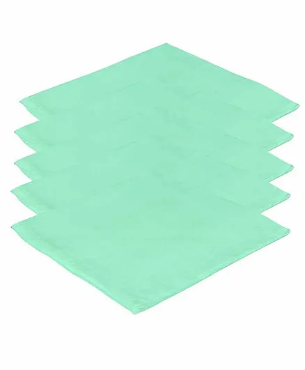 Lula Muslin Cotton Sqaure Wash Cloth Pack Of 5 - Green