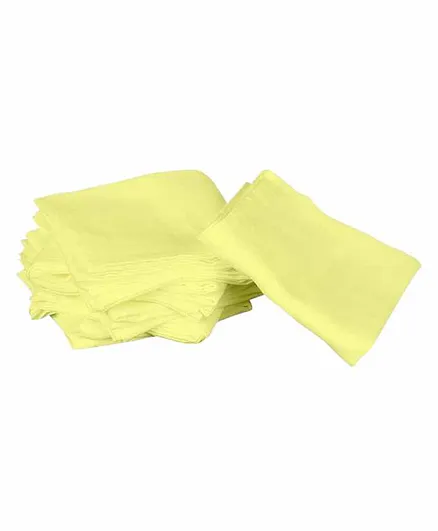 Lula Muslin Cotton Sqaure Wash Cloth Pack Of 5 - Yellow