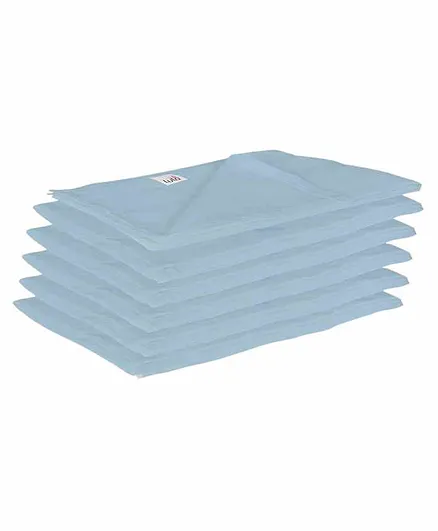 Lula Muslin Cotton Sqaure Wash Cloth Pack Of 6 - Blue