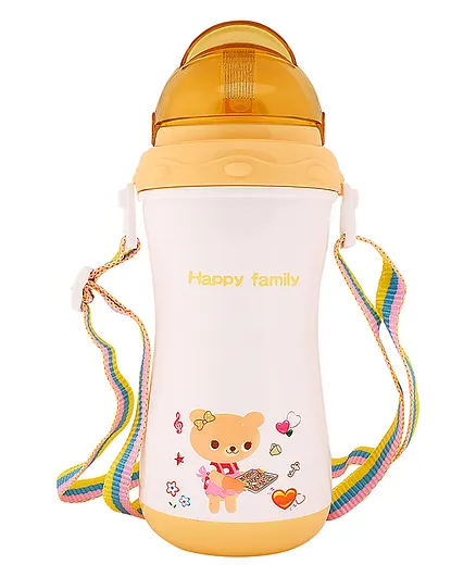 TINY TYCOONZ Polypropylene Sipper Cup with Detachable Straps & Straw Lid Cup Yellow - 350 ml