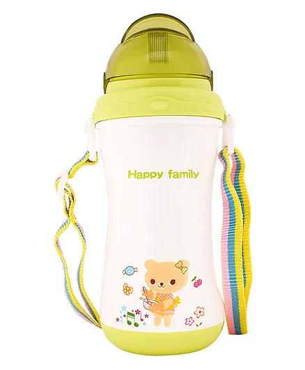 TINY TYCOONZ Polypropylene Sipper Cup with Detachable Straps & Straw Lid Cup Green - 350 ml