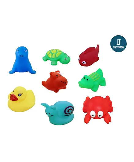 TINY TYCOONZ Animal Shaped Bath Toys Multicolor - 8 Pieces