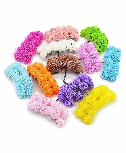 Asian Hobby Crafts Flowers Roses for Decoration 72 pieces - Multicolour