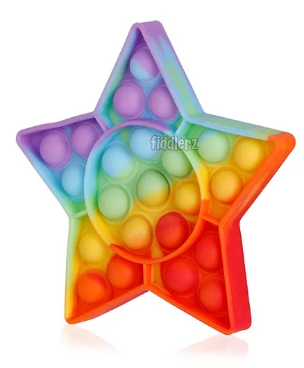 Fiddlerz Star Shape Push Stress Relieving Silicone Pop It Fidget Toy - Multicolor