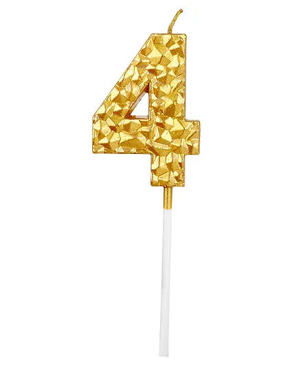 Party Anthem Textured Gold Numbered 4 Candle - Golden
