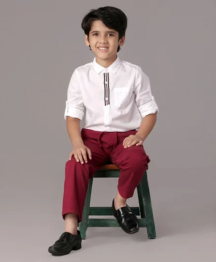 Buy Babyhug Full Sleeves Solid Shirt and Joggers Set - White Maroon for Boys (12-18 Months) Online in India, Shop at - 9907449 Buy Babyhug Full Sleeves Solid Shirt and Joggers Set - White Maroon for Boys (12-18 Months) Online in India, Shop at - 9907449