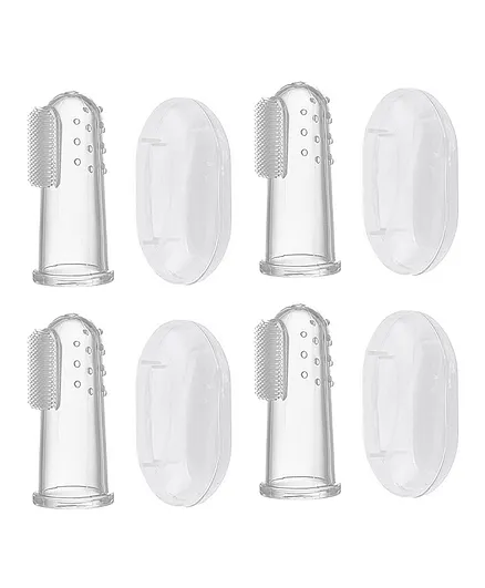 Lifekraft Silicone Baby Finger Tooth Brush Pack of 4 - Transparent