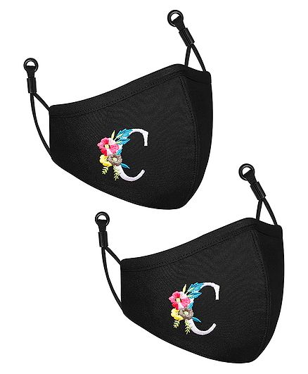 CENWELL Cotton Washable Face Mask Black - Pack Of 2