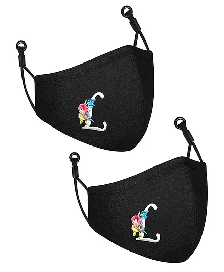 CENWELL Cotton Washable Face Mask Black - Pack Of 2