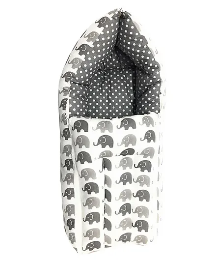 Bacati Reversible Baby Sleeping Bag With 100% Cotton Outer Layer Elephant And Polka Dot Print - Multicolour