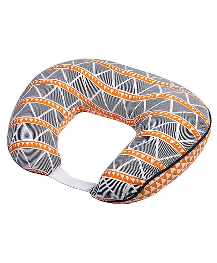 Bacati Large Triangles Printed Muslin Nursing Pillow - Orange Grey