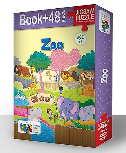 Advit Toys Zoo Jigsaw Puzzle And Book Multicolour - 48 Pieces
