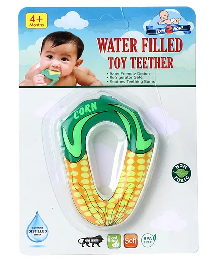 Toes2Nose Corn Shape Water Filled Toy Teether - Yellow & Giggles - Fruit Teether