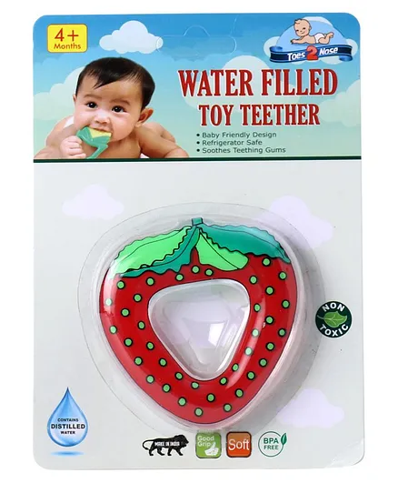 Toes2Nose Lichi Shape Water Filled Toy Teether - Red