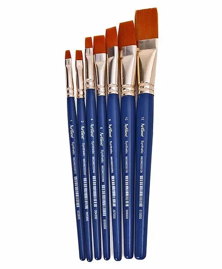 Artline Synthetic Hair Flat Paint Brush Pack Of 7 - Blue