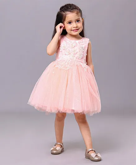Bluebell Sleeveless Sequin Party Frock - Peach
