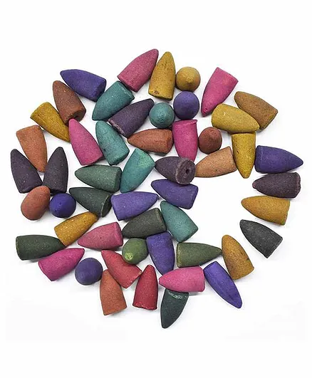 Asian Hobby Crafts Ceramic Backflow Incense Cones Pack of 50 - Multicolour