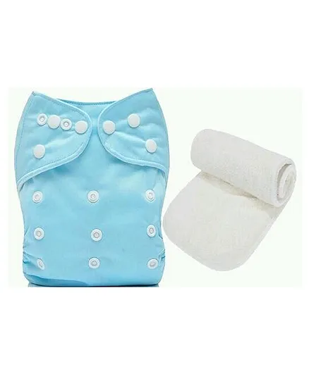 Longlife All in One Washable Reusable Adjustable Cloth Diapers with Inserts - Blue