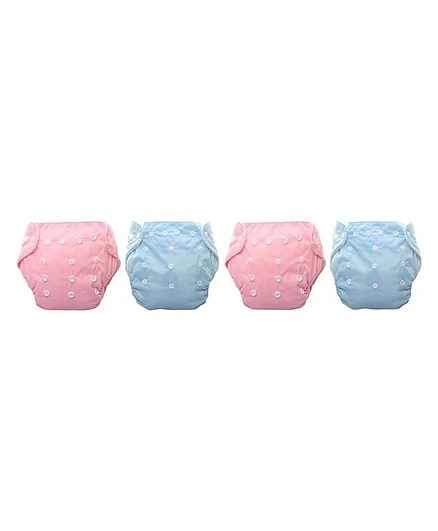 Longlife All in One Washable Reusable Adjustable Cloth Diapers Pack Of 4 - Multicolor