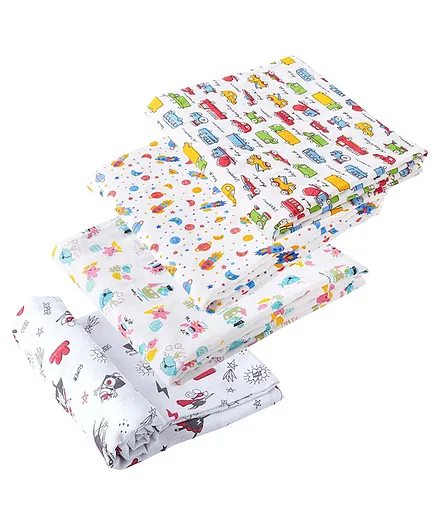 babywish 100% Natural Muslin Baby Swaddle Blankets Pack of 4 - Multicolour