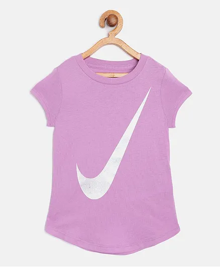 Nike Short Sleeves Rise Swoosh Logo Printed Tee - Purple