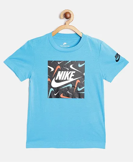 Nike Half Sleeves Swooshfetti Box Logo Tee - Blue