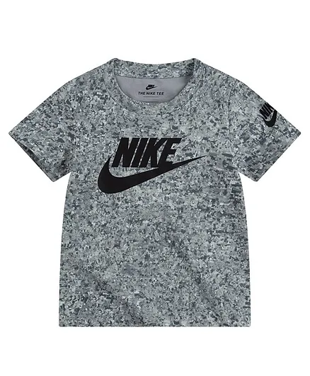 Nike Half Sleeves Script Swoosh Toss Print Tee - Grey