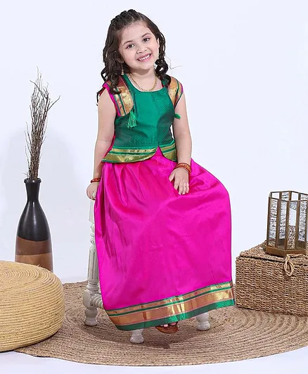 Bhartiya Paridhan Sleeveless Kurta & Choli Set - Pink Green