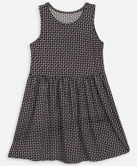 KIDSCRAFT Sleeveless Geometric Design Dress - Multi Color