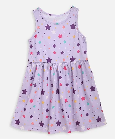 KIDSCRAFT Sleeveless Star Print Dress - Purple