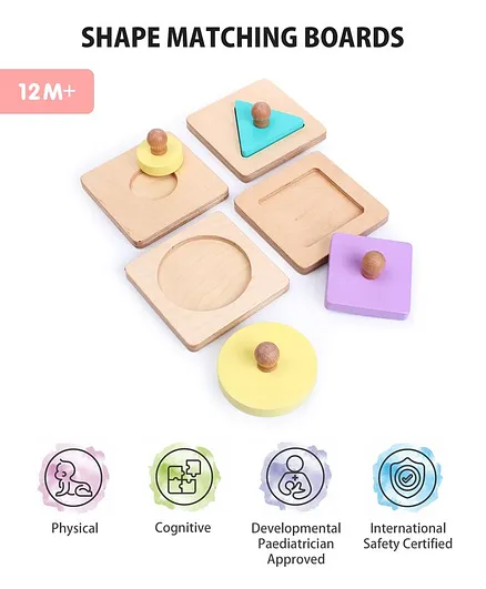 Intellibaby Wooden Shape Matching Boards Level 6 - Multicolor